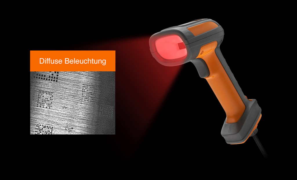 Hikrobot Handscanner IDH7000B mit diffuser Beleuchtung zur zuverlässigen Codeerfassung auf reflektierenden Oberflächen