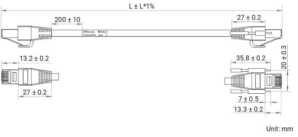 HikRobot MV-AC10G-RJ45s-RJ45-HF-10m Abmessung