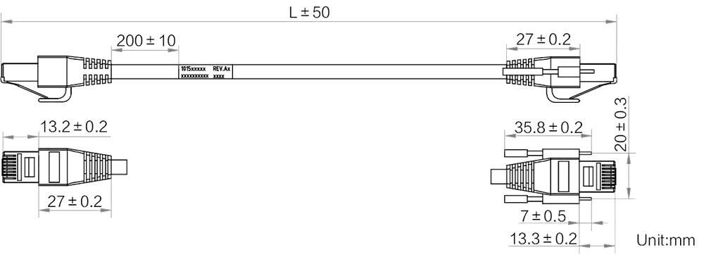 HikRobot MV-AC10G-RJ45s-RJ45-ST-10m Abmessung