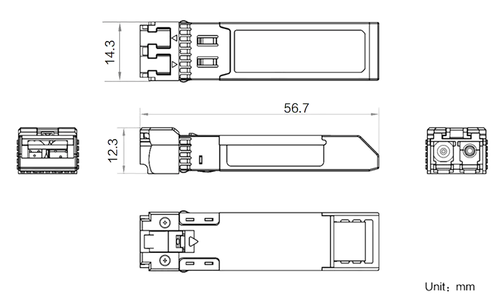 HikRobot MV-AC10G-SFP-850-LC Abmessung
