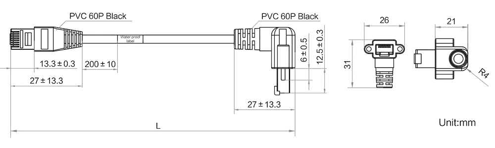 HikRobot MV-ACG-RJ45s(up)-RJ45-HF-3m Abmessung