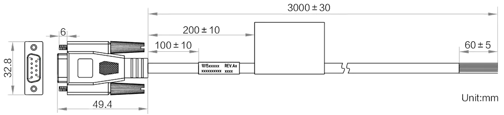 HikRobot MV-ACP-DB9F-open-ST(EMC)-3m Abmessung
