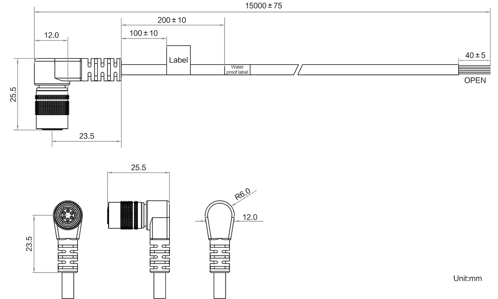 HikRobot MV-ACP-H6p(left)-open-ST-15m Abmessung