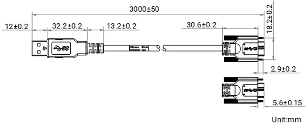 HikRobot MV-ACU3-MBMs-AM-FL-3m Abmessung