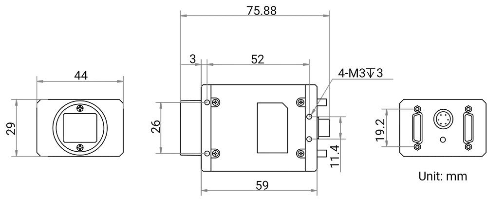 HikRobot Flächenkamera MV-CH040-A0CM Abmessung