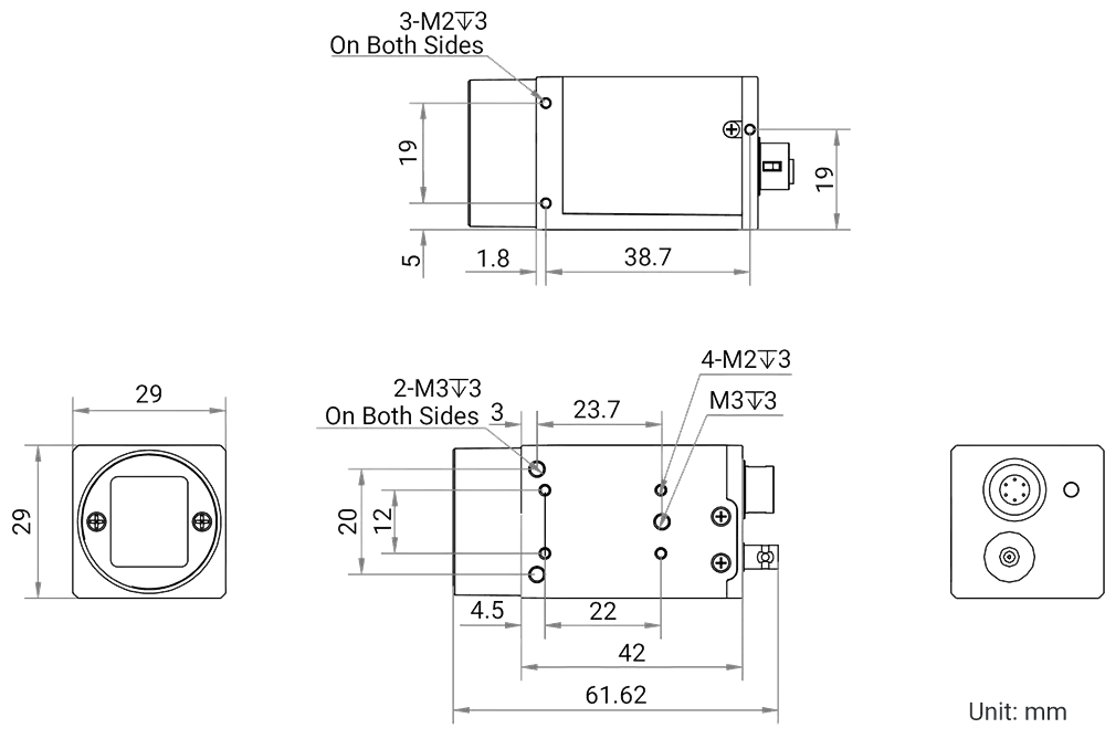 HikRobot Flächenkamera MV-CH050-90Y1C-NN Abmessung