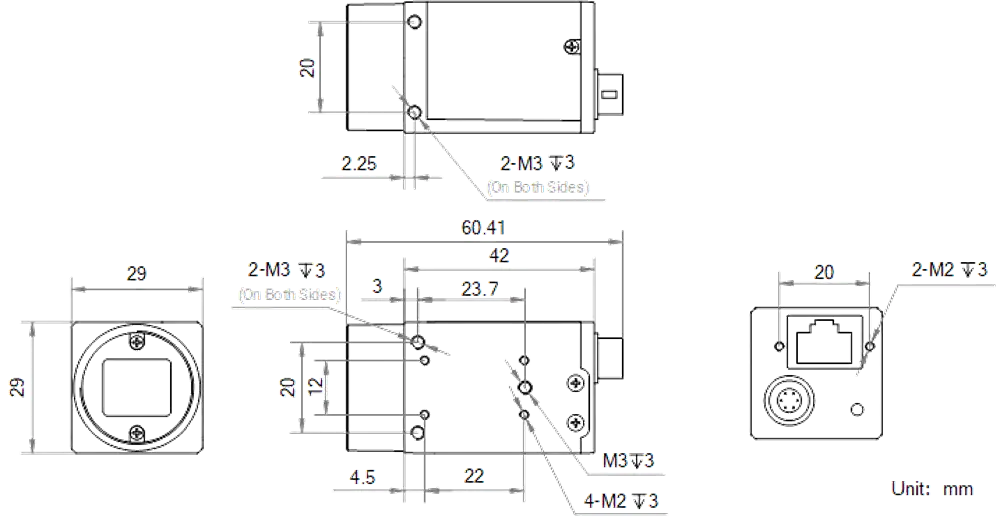 HikRobot Flächenkamera MV-CH089-60GC V5 Abmessung