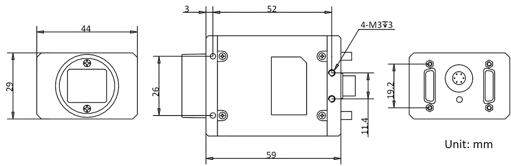 HikRobot Flächenkamera MV-CH120-10CC Abmessung