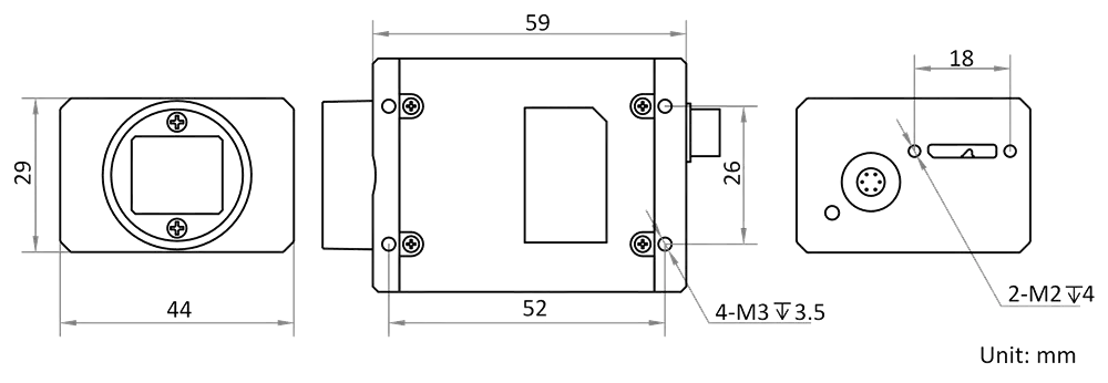 HikRobot Flächenkamera MV-CH120-11UM Abmessung