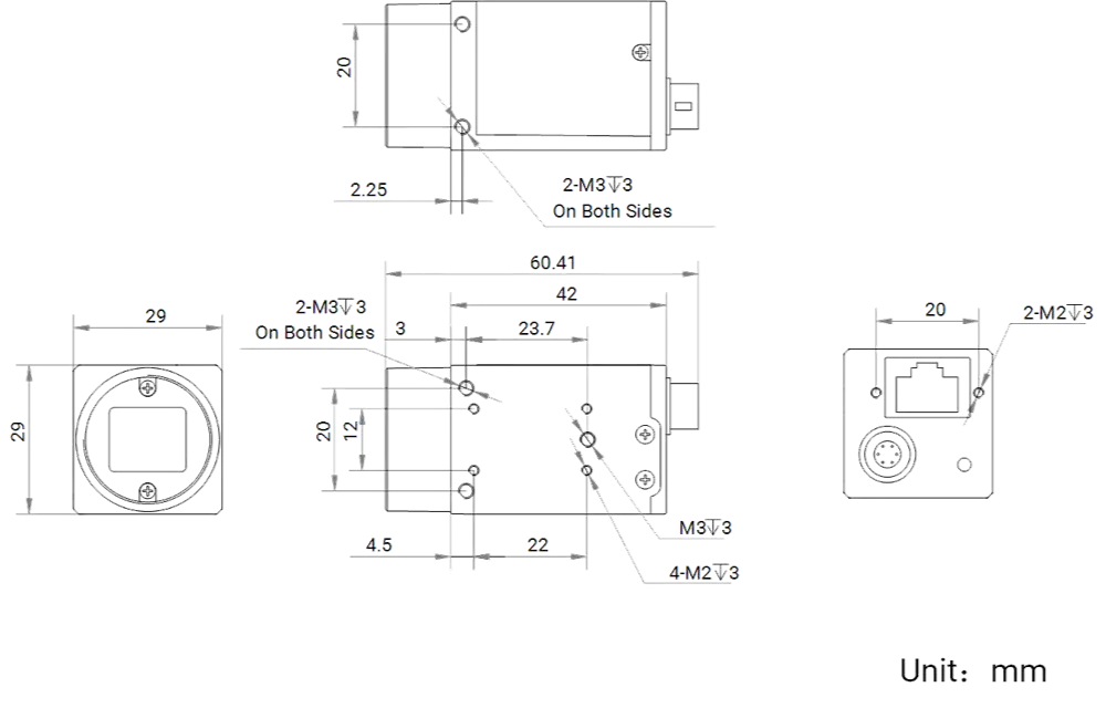HikRobot Flächenkamera MV-CH120-60GC V5 Abmessung