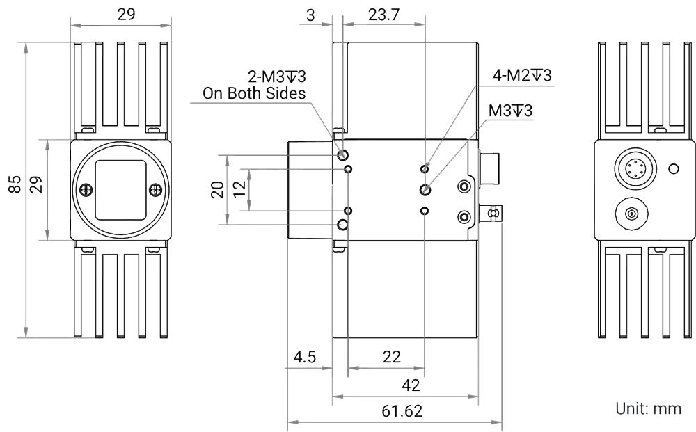HikRobot Flächenkamera MV-CH120-90Y1M-NH Abmessung