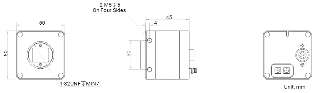HikRobot Flächenkamera MV-CH120-90Y2C-C-NN Abmessung