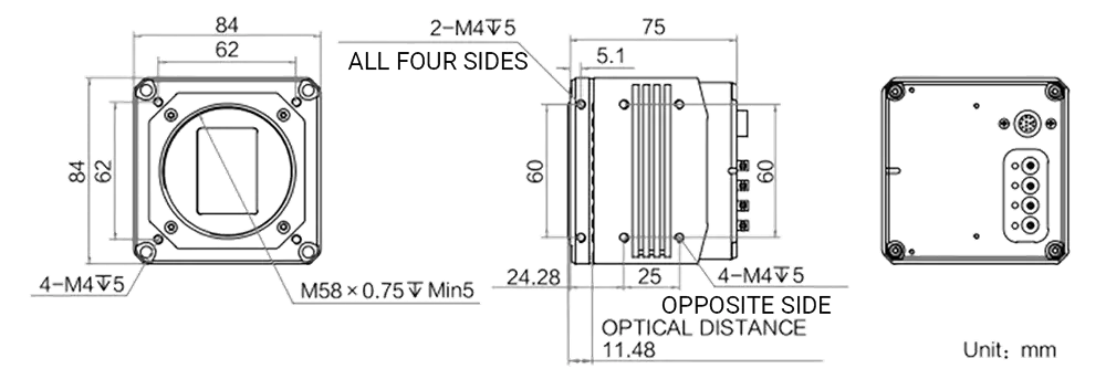 HikRobot Flächenkamera MV-CH210-90YC-M58S-NN Abmessung