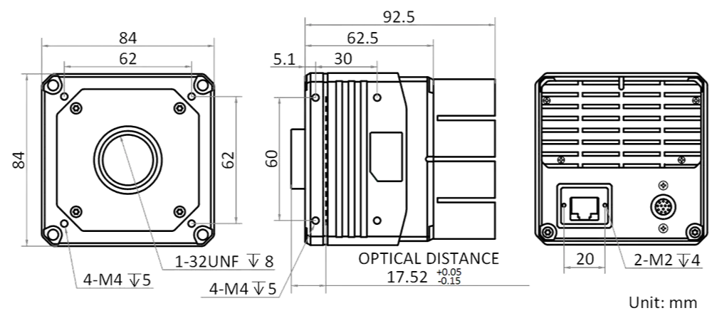 HikRobot Flächenkamera MV-CH240-10TM-C-NN Abmessung