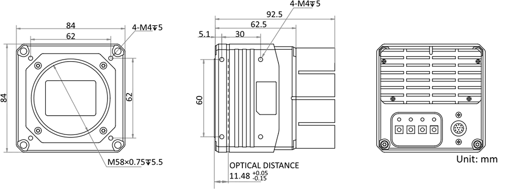 HikRobot Flächenkamera MV-CH250-20XM-M58S-NN Abmessung