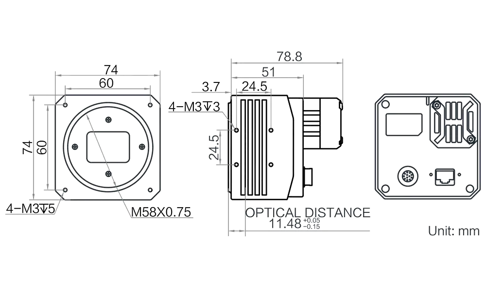 HikRobot Flächenkamera MV-CH250-60TM-M58S-NF Abmessung