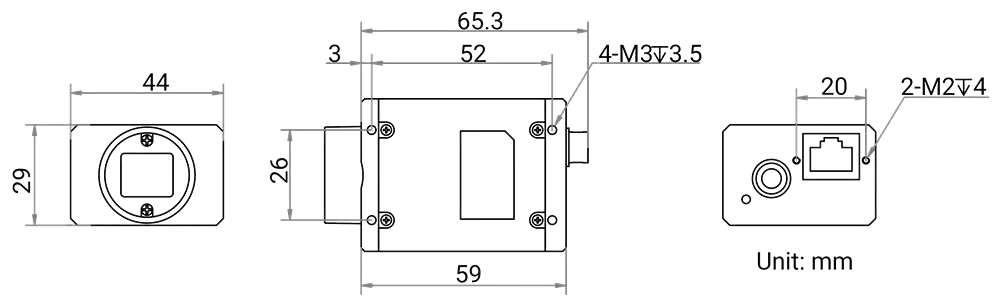 HikRobot Flächenkamera MV-CH250-90GN Abmessung