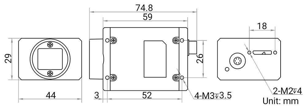 HikRobot Flächenkamera MV-CH250-90UN V4 Abmessung