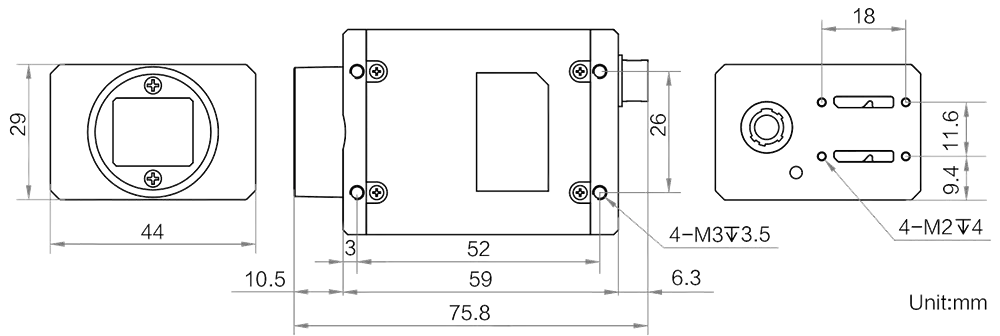 HikRobot Flächenkamera MV-CH250-90VC Abmessung