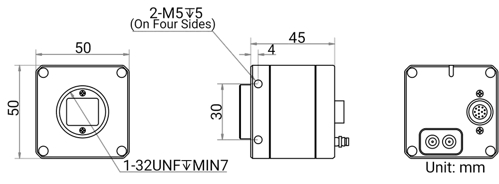 HikRobot Flächenkamera MV-CH250-90XM-C-NN Abmessung