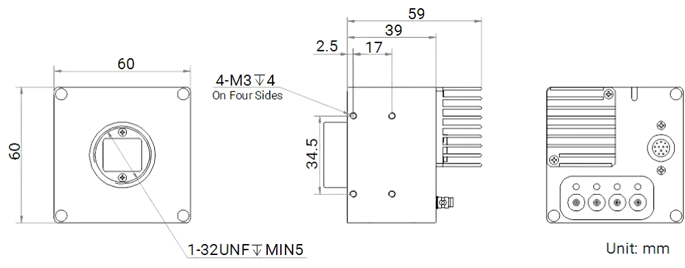 HikRobot Flächenkamera MV-CH250-90YN-C-NN Abmessung