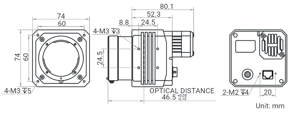HikRobot Flächenkamera MV-CH310-10GM-F-NF Abmessung