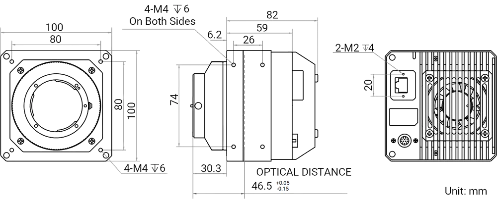 HikRobot Flächenkamera MV-CH610-10TM-F-TF Abmessung
