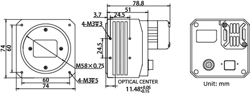 HikRobot Flächenkamera MV-CH650-90TM-M58S-NF Abmessung