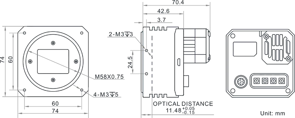 HikRobot Flächenkamera MV-CH650-90XM-M58S-NF Abmessung