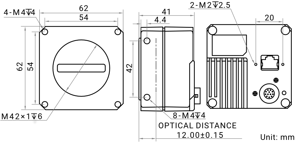 Hikrobot Zeilenkamera MV-CL022-91GC Abmessungen