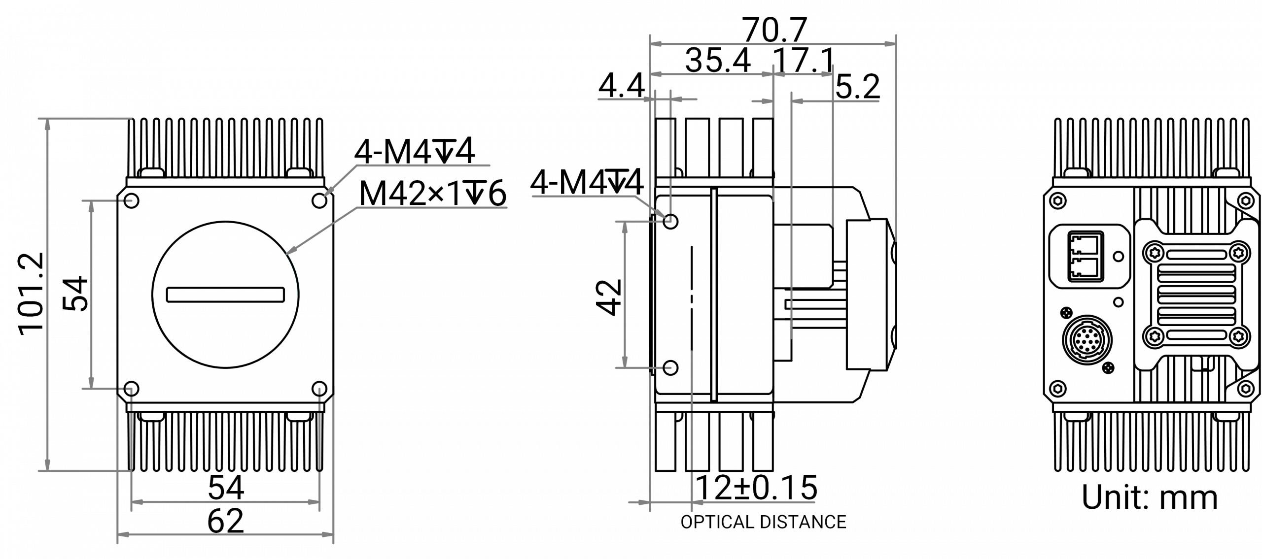 Hikrobot Zeilenkamera MV-CL042-91FC Abmessungen