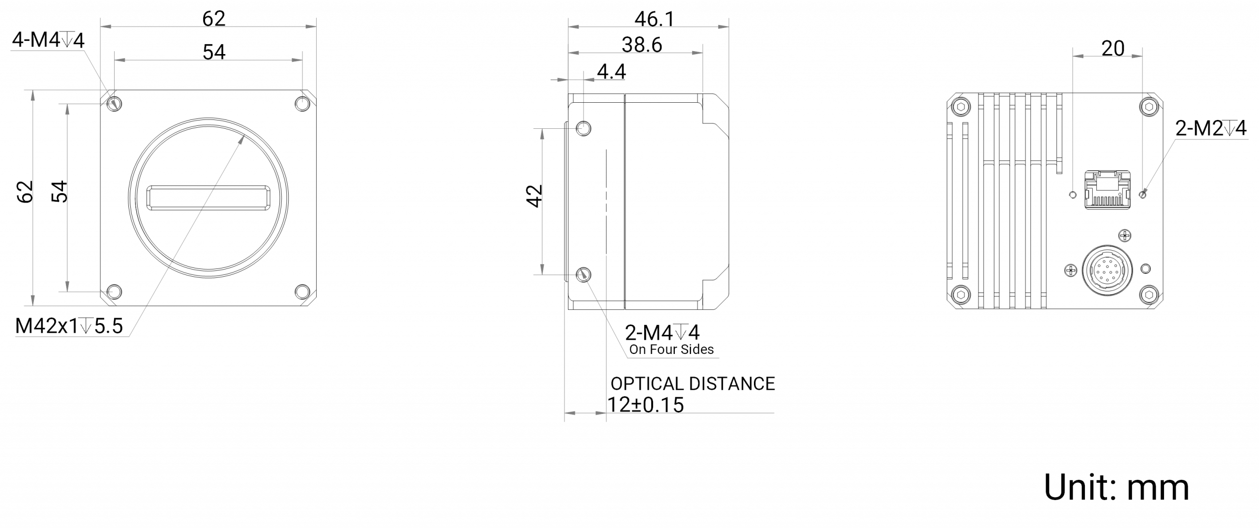 Hikrobot Zeilenkamera MV-CL044-91NC Abmessung