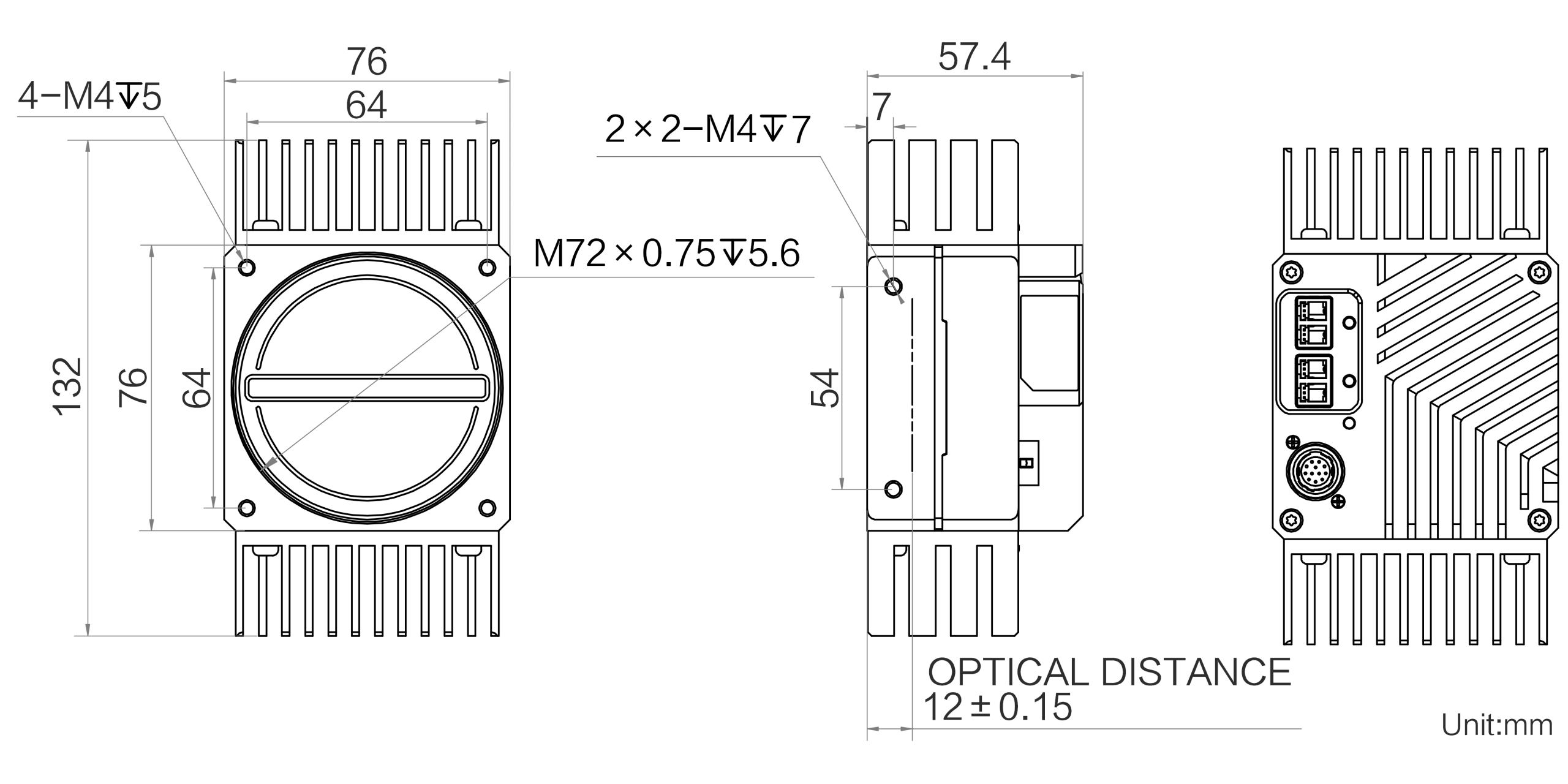 Hikrobot Zeilenkamera MV-CL162-91F2M Abmessung
