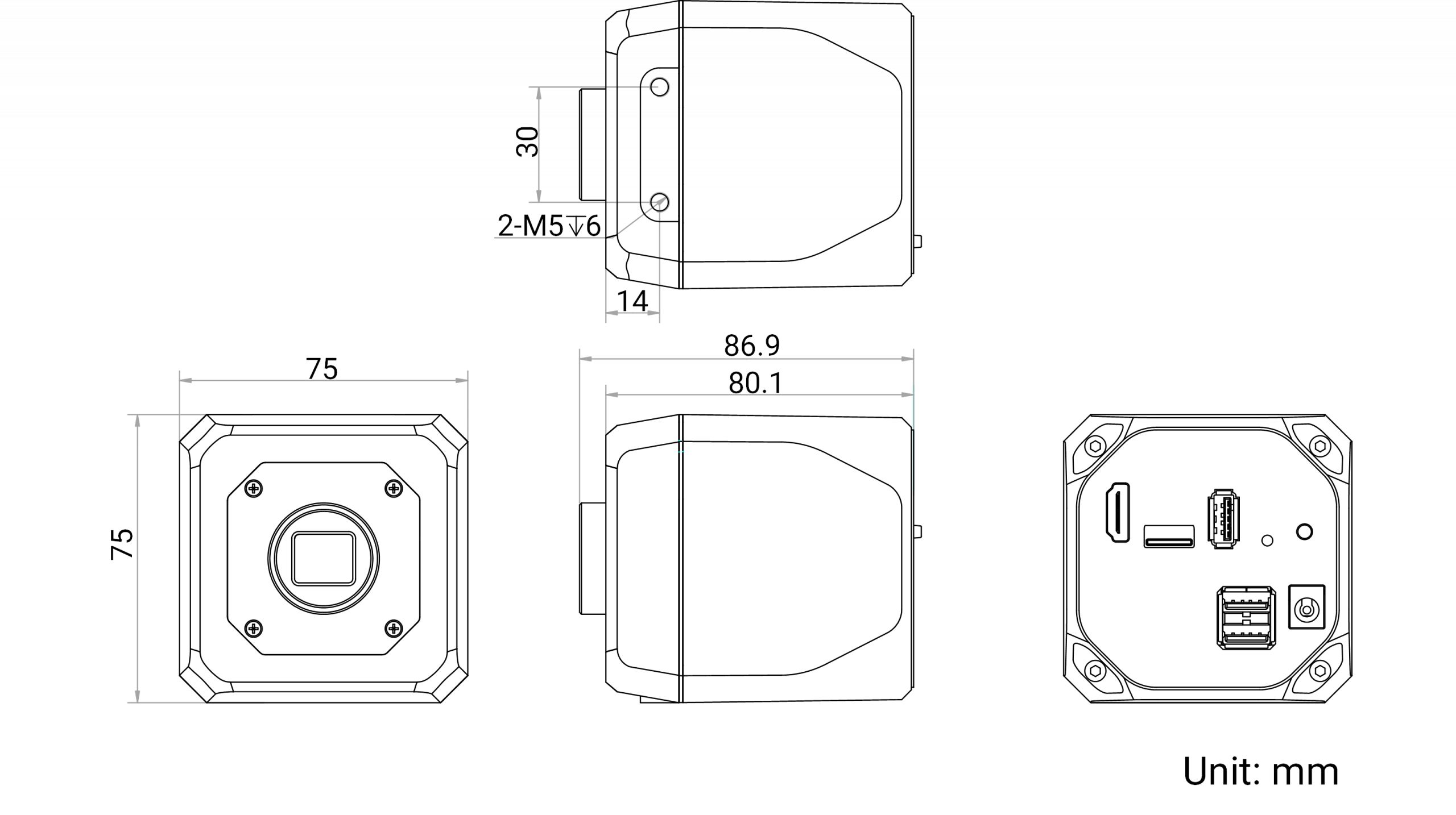 Hikrobot Mikroskopkamera MV-CM3040C-1H Abmessung