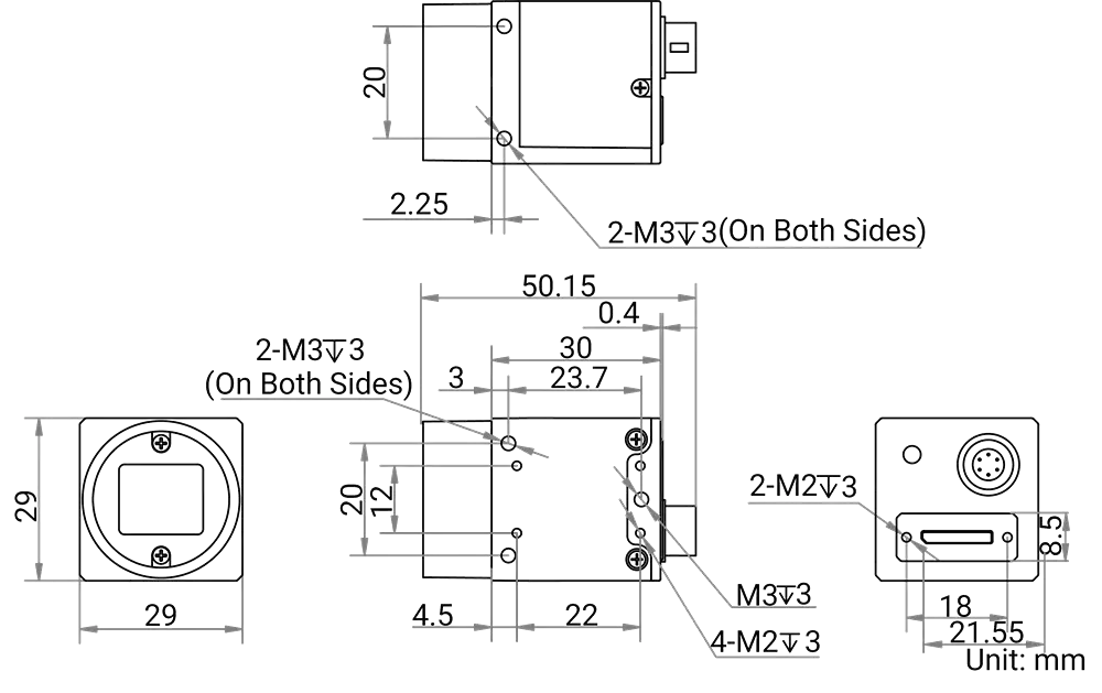 Maßzeichnung MV-CS040-A0UC