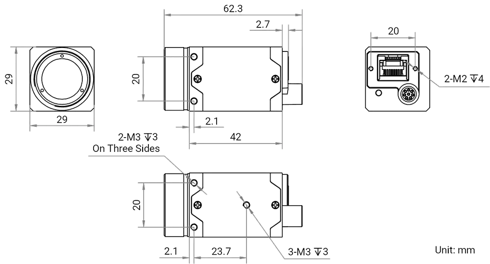 Hikrobot MV-CT0CG0089G/NN/NN Abmessung