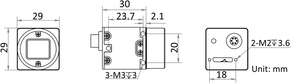 HikRobot CU-Serie Flächenkamera MV-CU013-A0UC Maßzeichnung