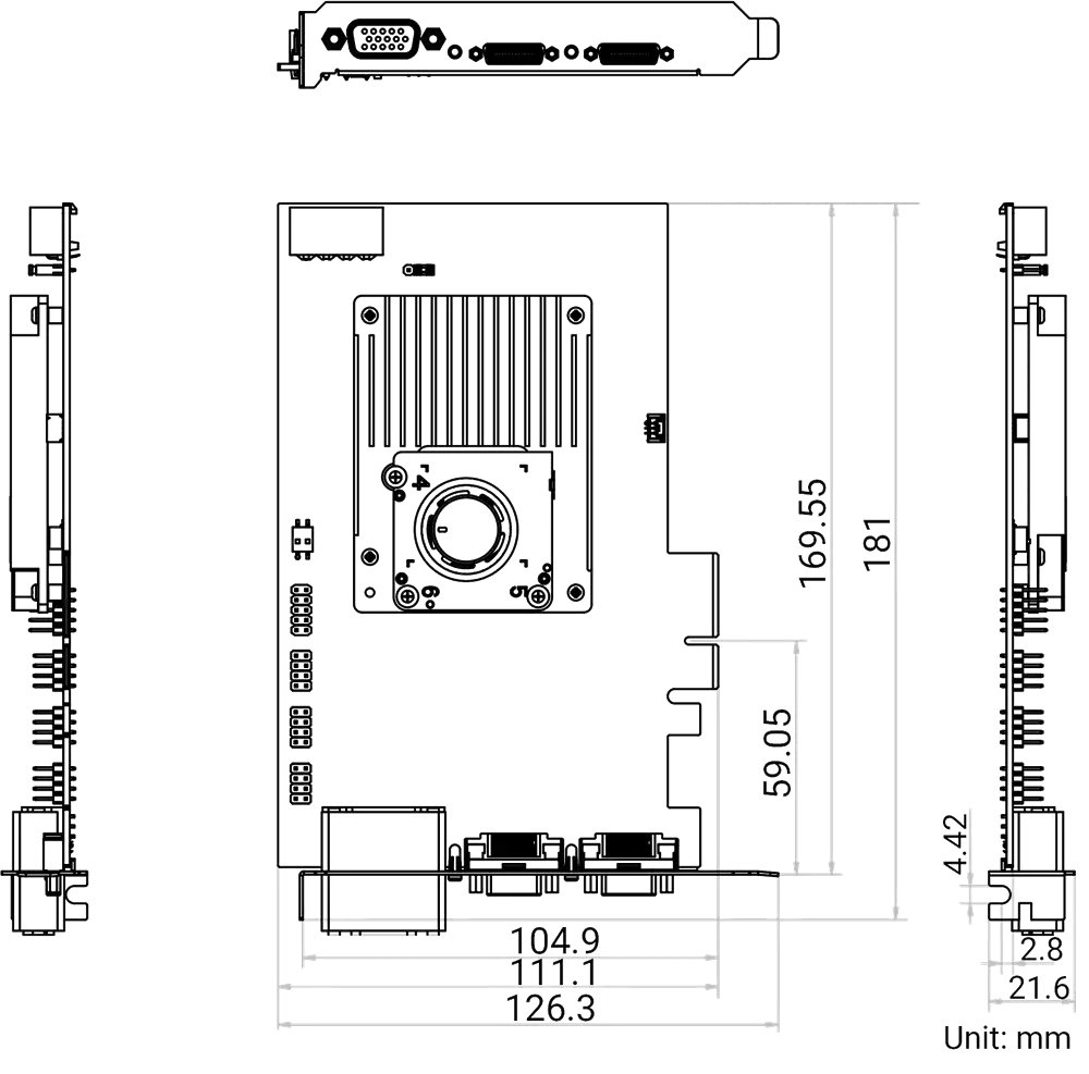 HikRobot Frame Grabber MV-GC1002-V2 – Abmessungen und technische Zeichnung