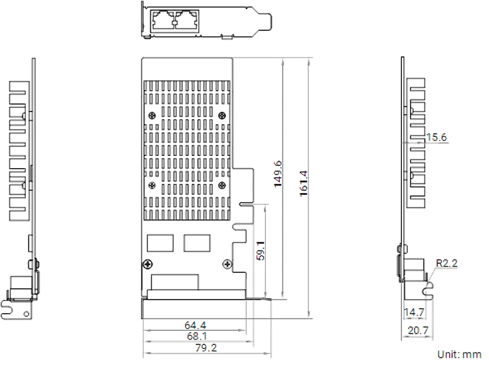 HikRobot Frame Grabber MV-GE2002L V2.0 – Abmessungen und technische Zeichnung