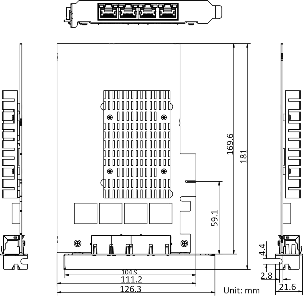 HikRobot Frame Grabber MV-GE2204 – Abmessungen und technische Zeichnung