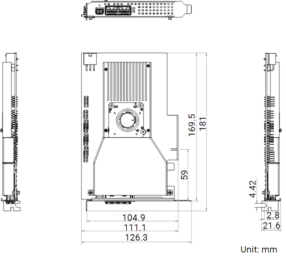 HikRobot Frame Grabber MV-GS1002F V3.0 – Abmessungen und technische Zeichnung