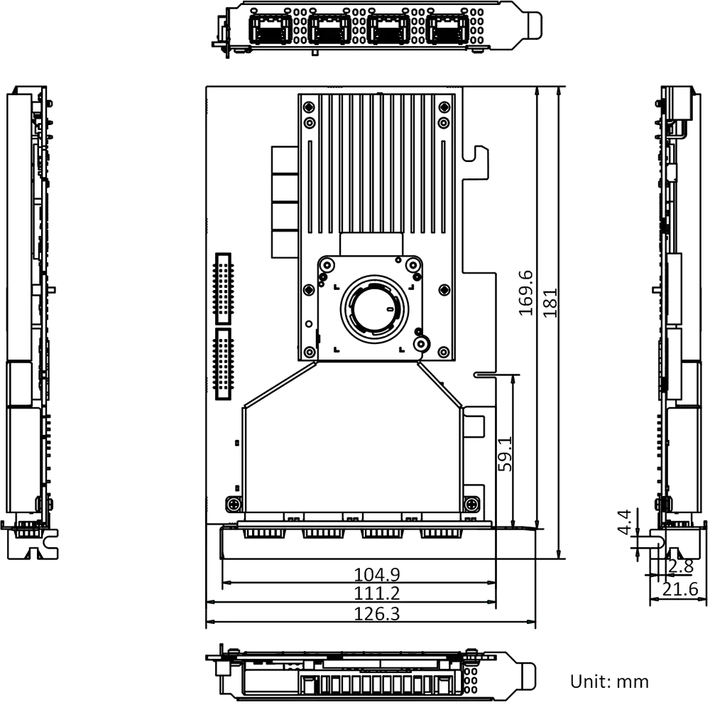 HikRobot Frame Grabber MV-GS1004 – Abmessungen und technische Zeichnung