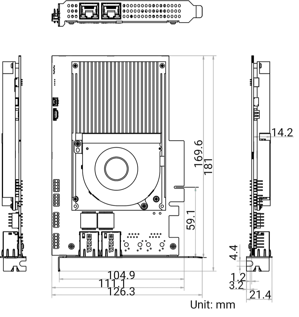 HikRobot Frame Grabber MV-GT1002 – Abmessungen und technische Zeichnung
