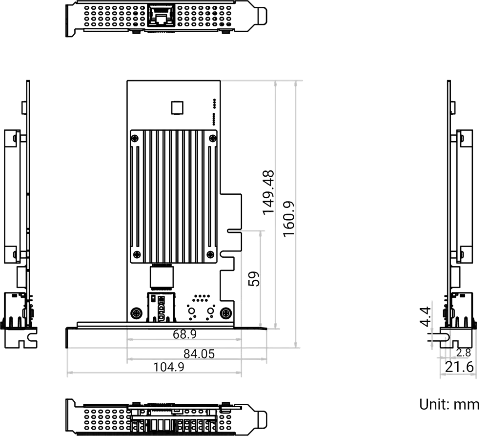 HikRobot Frame Grabber MV-GT2001 – Abmessungen und technische Zeichnung