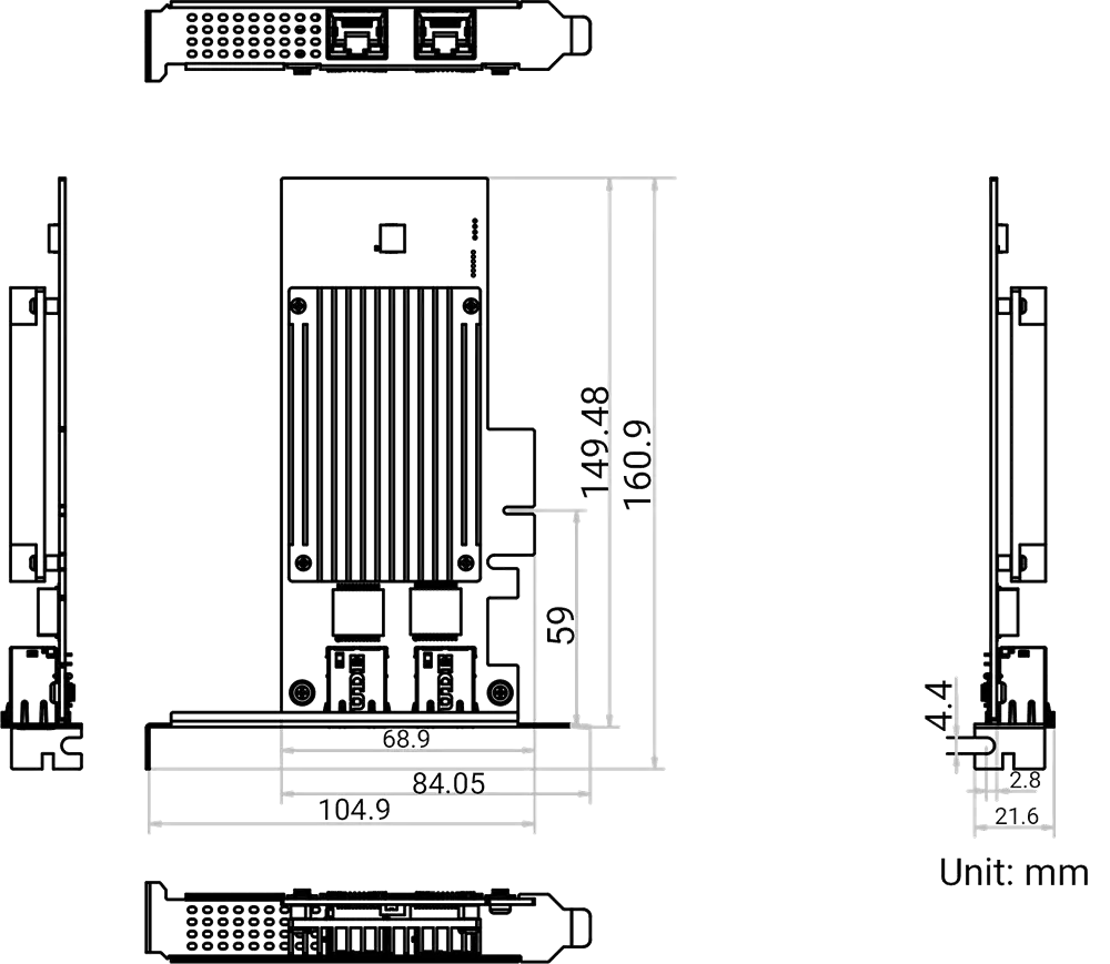 HikRobot Frame Grabber MV-GT2002 – Abmessungen und technische Zeichnung