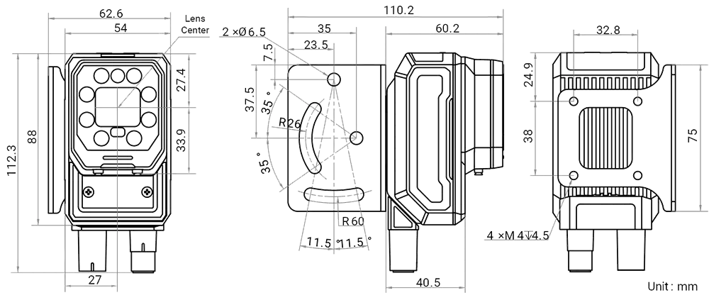 HikRobot MV-ID5120RM-12M-RBN Abmessung 1