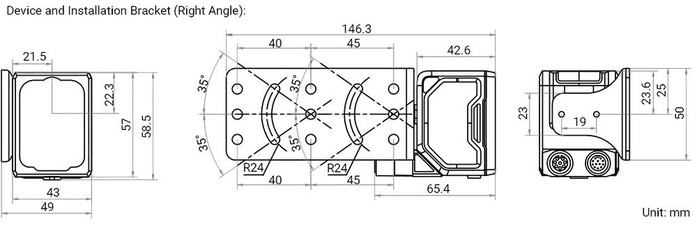 HikRobot Vision Sensor MV-SC3013XM-16M-WBN – technische Zeichnung mit Abmessungen