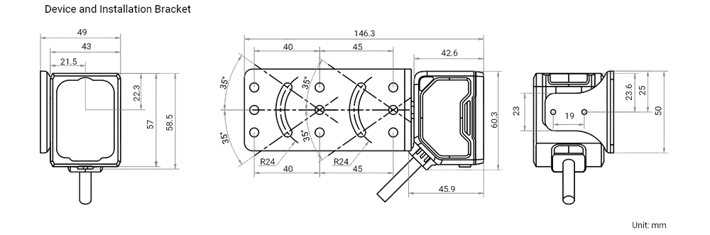 HikRobot Vision Sensor MV-SC3050XC-12M-WBN-S – technische Zeichnung mit Abmessungen